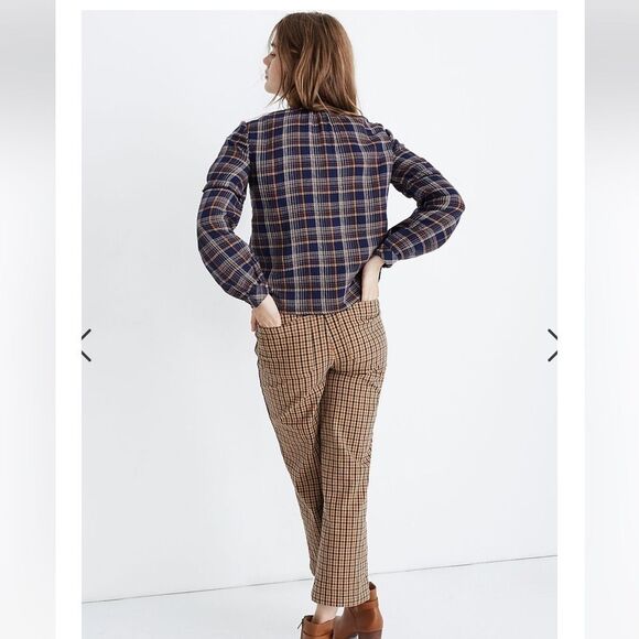 Madewell size medium gently worn Plaid V-Neck Ruffle Top - Picture 2 of 10